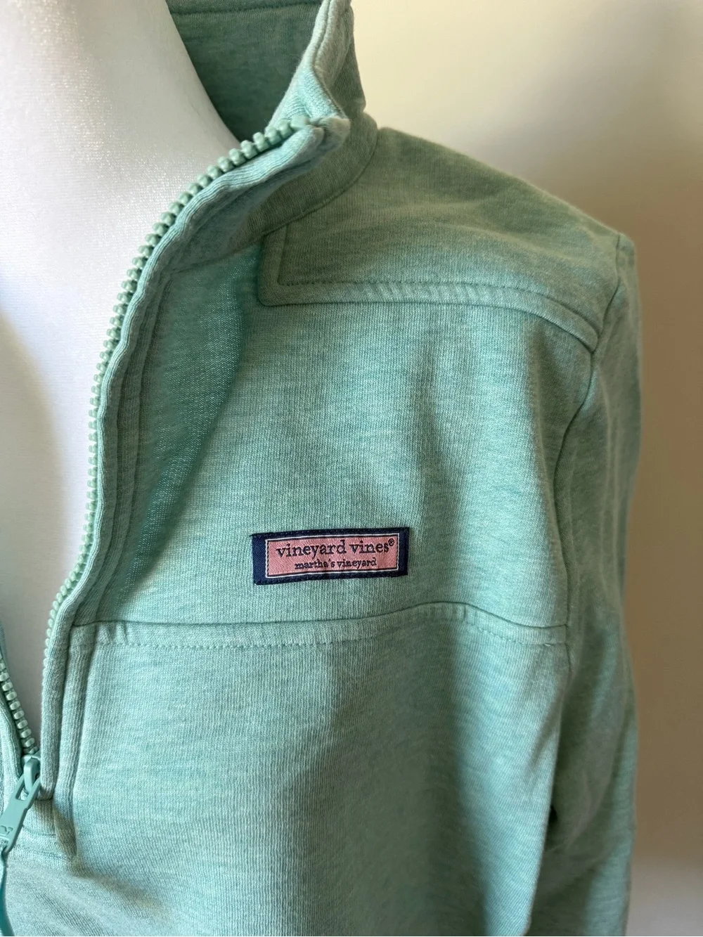 NWT Vineyard Vines Stormy Seas Heather Mint Quarter-Zip Pullover Size L